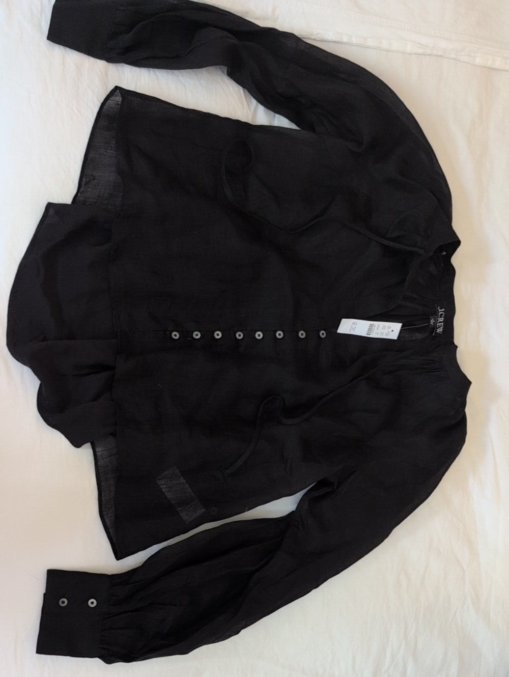 J. Crew Black Sheer Button-Front Blouse